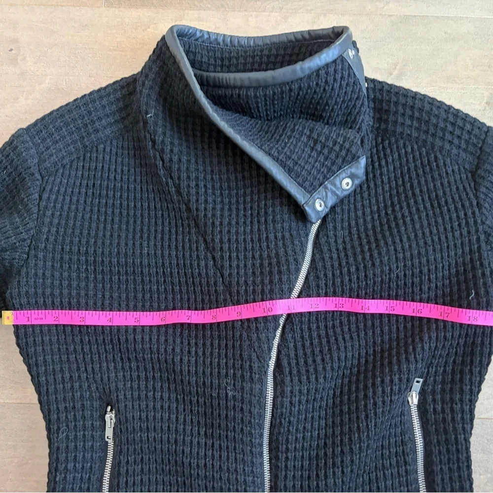 IRO Chelane Black Waffle Knit Leather Trimmed Jacket